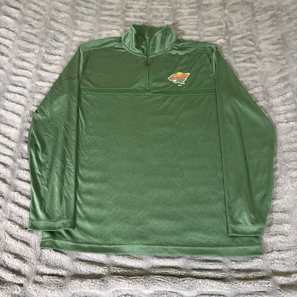 Logo Athletic Minnesota Wild NHL Mens Medium Green 1/4 Zip Pullover CommScope